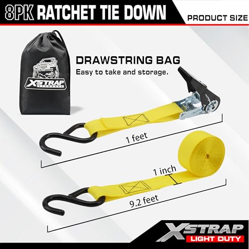 8 PK Ratchet Tie Down Straps (8 Count)