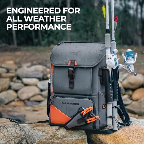 All Weather Waterproof Fishing Backpack With 2 Rod Holder