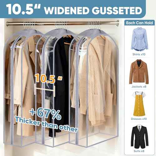 9PK Clear Garment Bags for Hanging Clothes (9 Count)