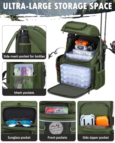 50L Fishing Backpack with Tackle Boxes