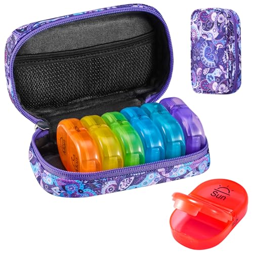 Weekly Travel Pill Organizer 2 Times a Day AM PM Rainbow Pill Box
