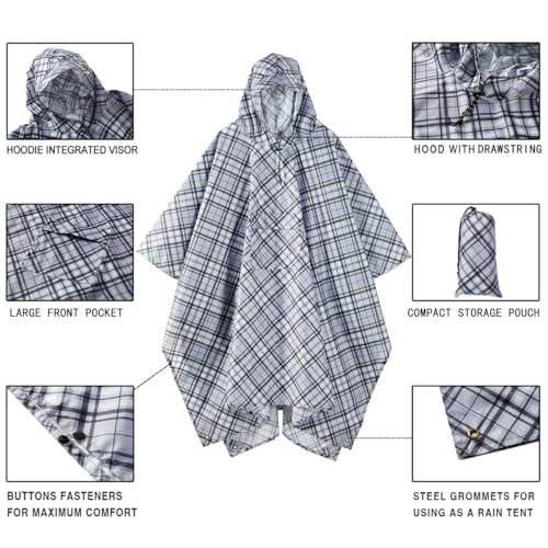 Reusable Rain Poncho for Adults