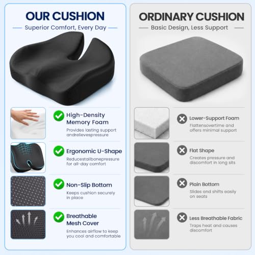 Seat Cushion XL Large Memory Foam Cushion for