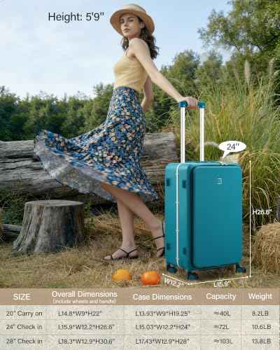 24 Inch Top Opening Checked Luggage with Cup Holder and USB Ports