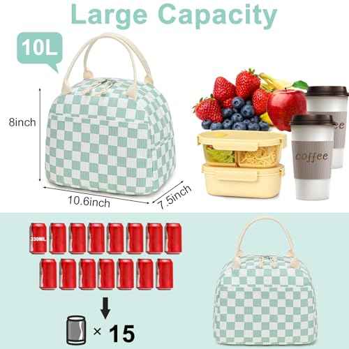 Lunch Bag for Women Men Cute Corduroy Lunch Tote Bags Reusable Insulated Lunch Box Large Capacity Reusable Insulated Cooler for Work Picnic or Travel
