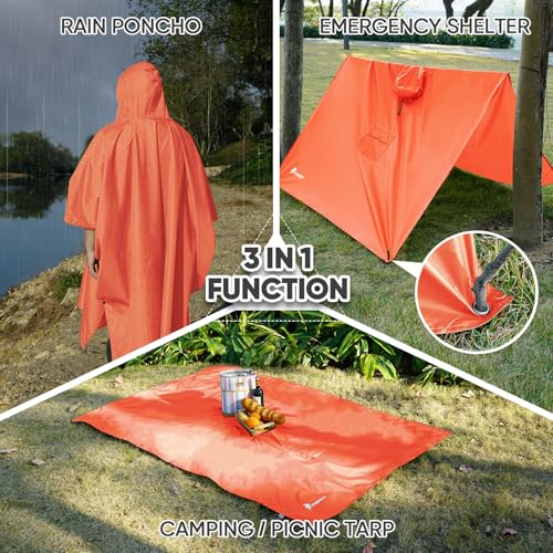 Hooded Rain Poncho for Adults