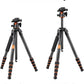 K&F Concept 62" Carbon Fiber Camera Tripod,Portable Compact Tripods with Detachable Monopod,360° Metal Ball Head 33lbs Load Capacity with Quick Release Plate for Travel and Work A255C2+BH-35L