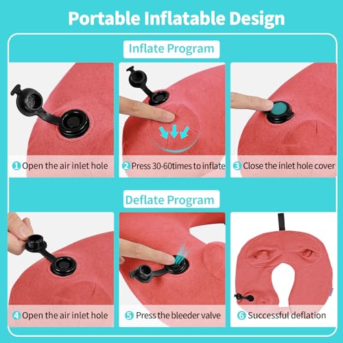 2 Pack Inflatable Travel Neck Pillows for Airplanes