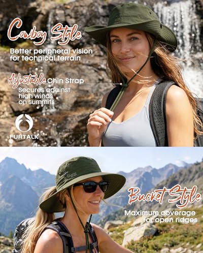 Sun Hats for Women Wide Brim Bucket Hat Ponytail Hole Outdoor UPF