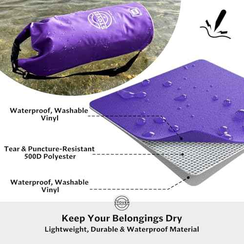 5/10/25/30/40L Waterproof Dry Bag, Medium Lightweight Roll Top Dry Bag Backpack w/Waterproof Phone Case, Kayaking, Travel, Hiking, Fishing, Tubing, Camping, the Beach, Men/Women (Purple)