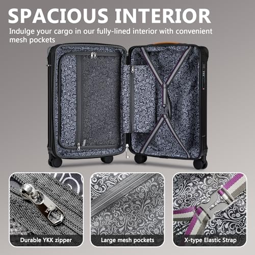 3 Piece Set Hardside Expandable Luggage with USB Charging Port and Cup Holder (3 Count)