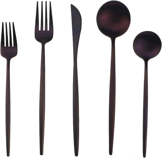 Gugrida 20-Piece 18/10 Stainless Steel Flatware Silverware, Luxury Dinnerware Set Travel Cutlery Tableware Include Knife Fork Spoon Service for 4,Healthy & Eco-Friendly Dishwasher Safe (Purple Matte)
