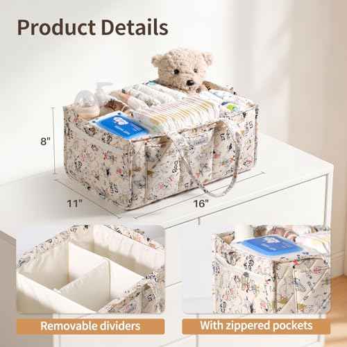 Colorful Cute Cartoon Animal Prints Baby Diaper Caddy Organizer