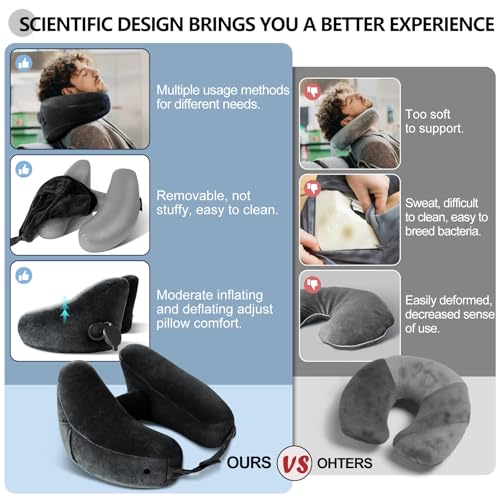Travel Neck Pillow for Airplane Pillow Comfortably Supports Head