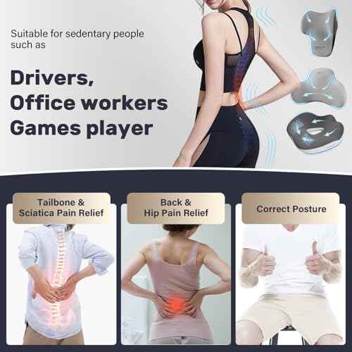 Car Seat Cushion and Lumbar Support with Headrest Pillow Memory Foam Ergonomic Back Support Driving Seat Cushion Neck Head Pillow