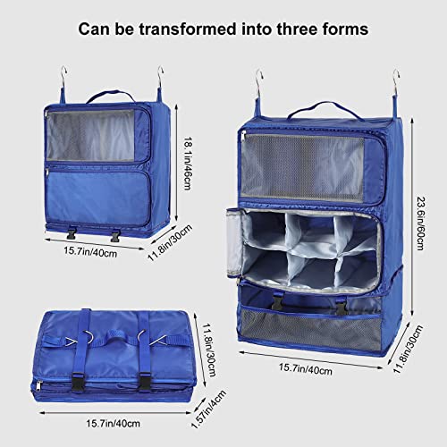 Travel Portable Hanging Shelves Closet Organizer Packing Luggage Storage with Multifunctional and Foldable Invisible Compartment