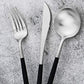 20-Piece 18/10 Stainless Steel Flatware Silverware, Luxury Dinnerware Set Travel Cutlery Tableware Include Knife Fork Spoon Service for 4, Dishwasher Safe (Black Handle Matte Silver) (4 Count)