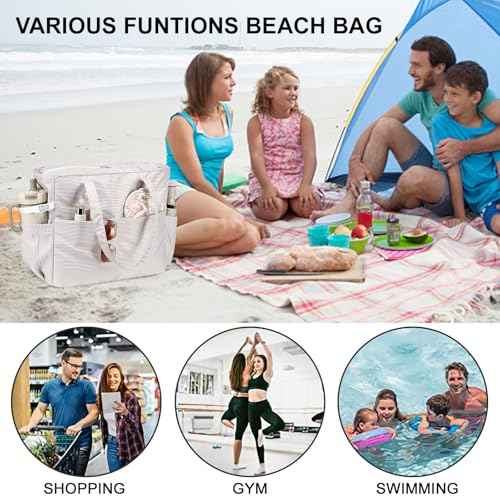Waterproof Beach Tote Pool Bags for Women Ladies Extra Large Carry On Bag With Wet Compartment for Weekender Travel