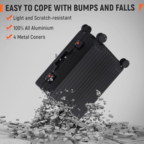All Aluminum Carry On Luggage 22x14x9 Airline Approved Heavy Duty Hard Shell Suitcases Zipperless Suitcase with TSA Lock
