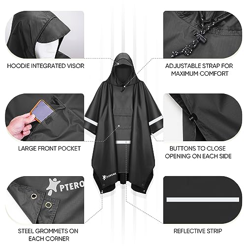 Hooded Rain Poncho for Adults