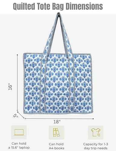100% Cotton Quilted Tote Bag For Women