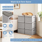 Linen Fabric Foldable Storage Cube Bin Organizer Basket with Flip (4 Count)