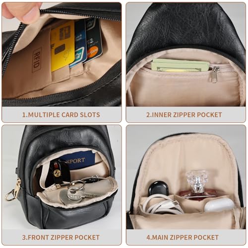 Crossbody Bags for Women Anti Theft Vegan Leather Sling Bag RFID Blocking Chest Bag for Travel