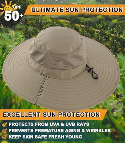 UPF50+ Mens Sun Hat Wide Brim Fishing Hat Foldable Large Brim UV Protection Sun Hat for Men Women Beach Gardening