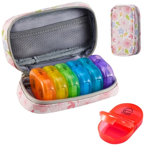 Weekly Travel Pill Organizer 2 Times a Day AM PM Rainbow Pill Box