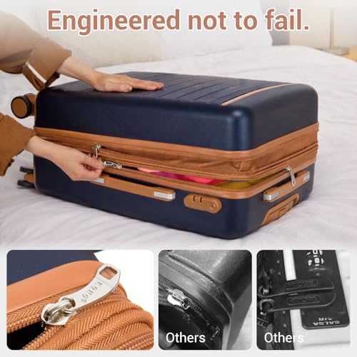 Check in Suitcase 24in Expandable ABS+PC Side Handles luggage Navy