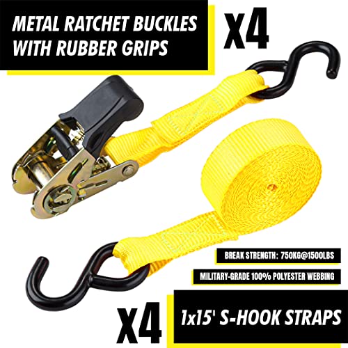 Ratchet Tie Down Straps (4 Count)
