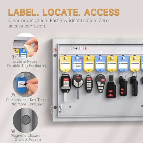 24 Key Lock Box Smart Key Organier Cabinet with Keypad & App for Office