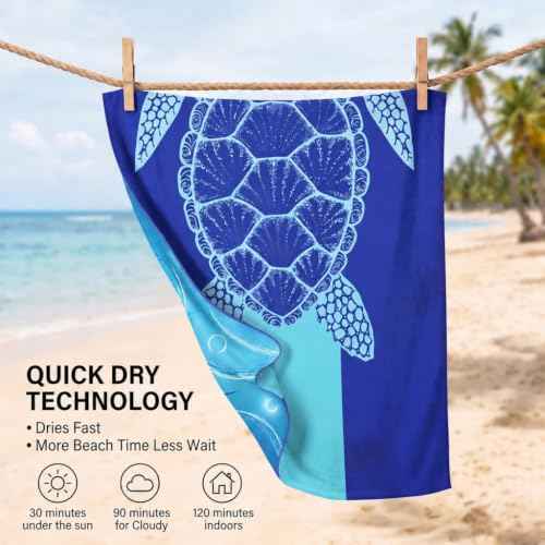 4 Pack Microfiber Beach Towel Oversized 71x32 Blue Sea Animal Palm (4 Count)