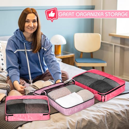 5 Pcs Packing Cubes for Suitcase Large Travel Cubes Carry on Luggage Organizer Bags for Clothes Accessories (5 Count)