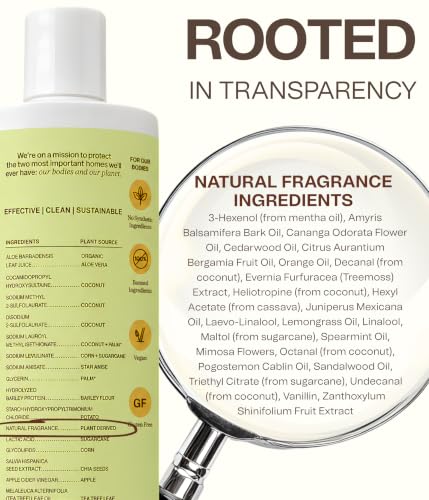 Non Toxic Vegan Volumizing Shampoo with Organic Ingredients For Fine Hair (9.6 Fl Oz)