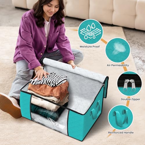 6 Pack Storage Bags for Clothes Blanket Storage Bins with Lids (6 Count)