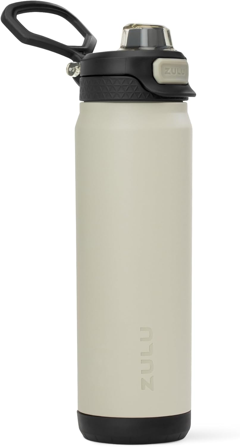 ZULU Powerfill Pro 24oz Stainless Steel Water Bottle with Quick Fill Lid, Triple Walled Vacuum Insulated Metal, Leak Proof Locking Lid, Sip and Chug, Reusable BPA Free, Ash - Roamly