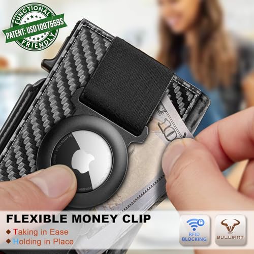 Men Airtag Leather Wallet Metal Case Money Clip