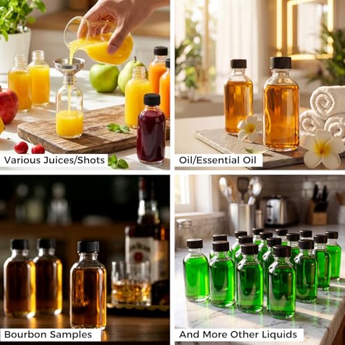 12 Pack 2 oz Small Clear Glass Bottles w (12 Count)