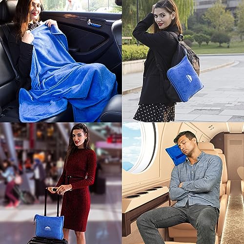 Premium Soft Travel Blanket Pillow Plush Airplane