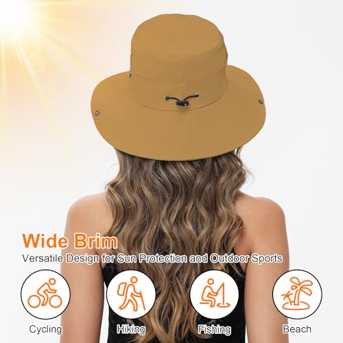 Sun Hats for Women Bucket Hat UV Protection Fishing Hat Wide Brim Safari Hats 2 in 1 Zip
