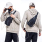 Leather Sling Bag Mens Chest Bag Casual Shoulder Crossbody Bags Travel Hiking Backpacks Daypack with USB Charging Port