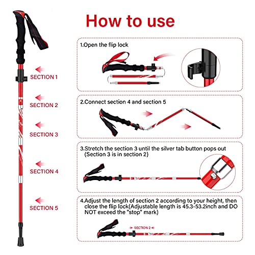 Lightweight Collapsible Trekking Poles Folding Hiking Sticks (2 Count)