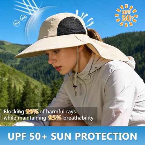 Sun Hat for Men Women with Neck Flap