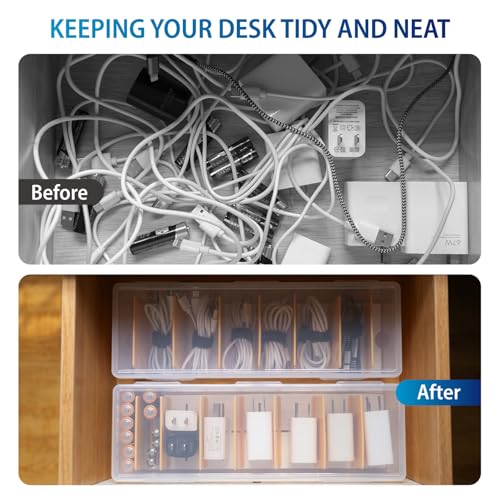 2 Pack Cable Organizer Storage Box with 16 Cable Ties (2 Count)