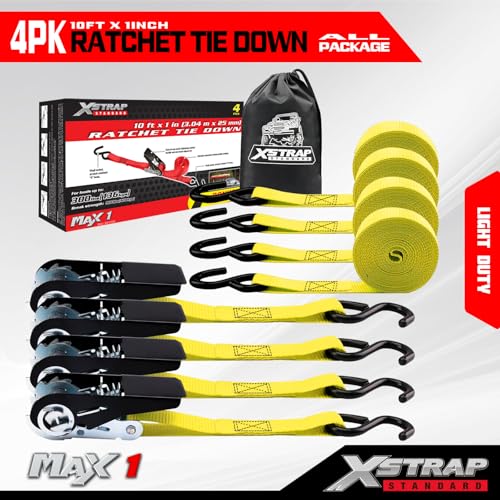 4 PK Ratchet Tie Down Straps (4 Count)