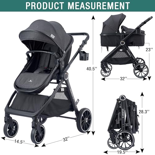 2-in-1 Convertible Baby Stroller for Newborn to Toddler