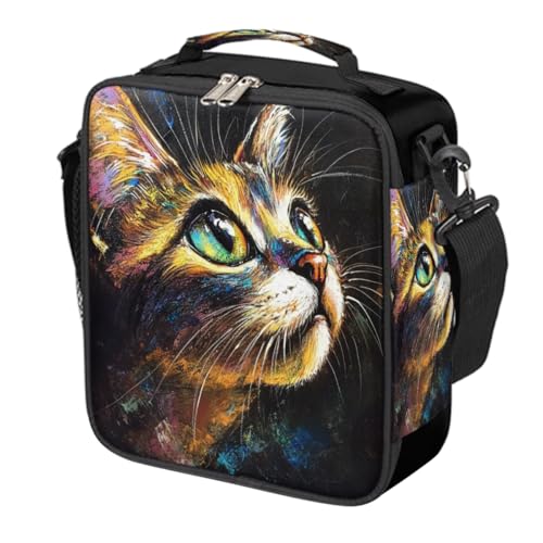 Cat Kitten Cute Kids Lunch Box for Girls Boys Reusable Insulated Lunch Bag for Kids Toddler Thermal Cooler Spacious Lunchbox with Shoulder Strap Lunchbag for School Work Picnic (print 15)