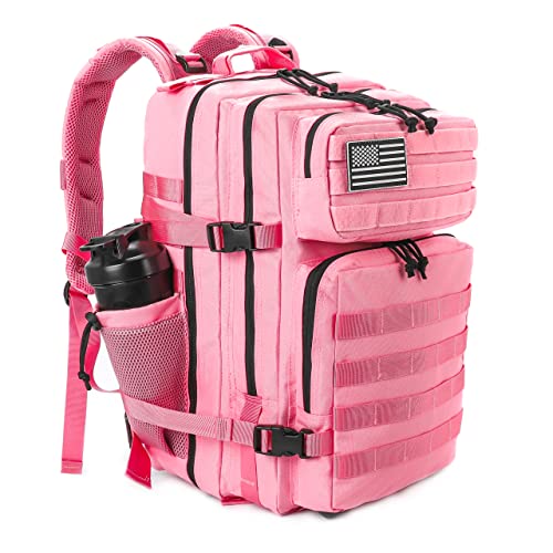 Military Tactical Backpack for Men and Women 45L Army 3 Days Assault Pack Bag Large Rucksack with Molle System Pink