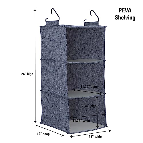 Hanging Cotton Blend Closet Organizer with 3 Storage Shelves